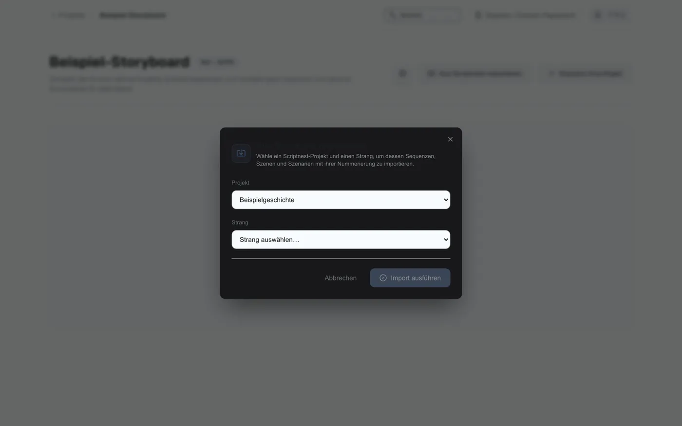 Abbildung 1.6: Scriptnest-Projekt auswählen