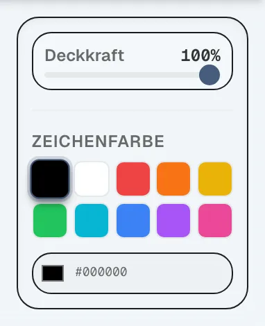 Abbildung 4.9: Farbpalette und Transparenzeinstellung