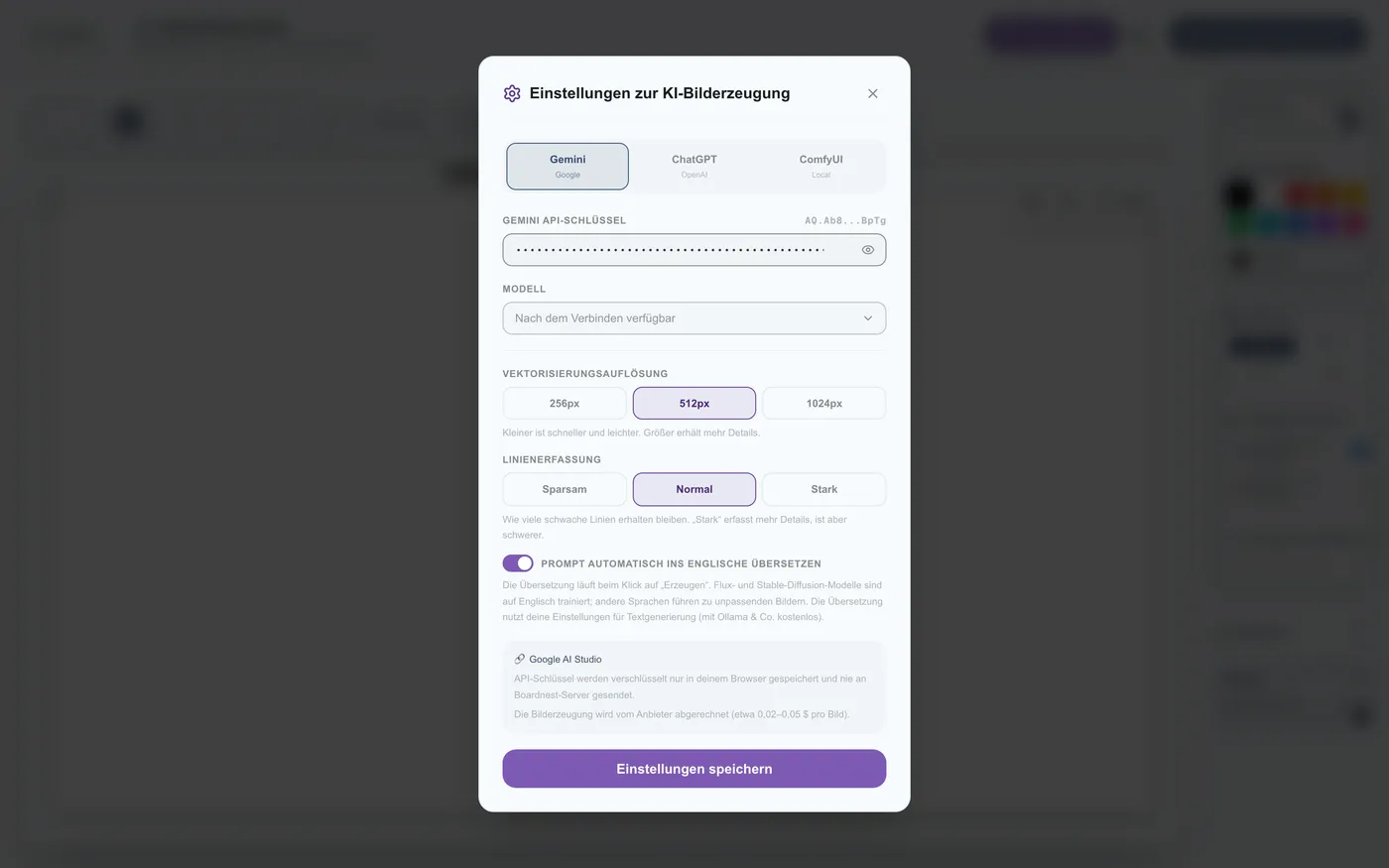 Abbildung 5.2: API-Verbindung (Gemini / ChatGPT / ComfyUI usw.)