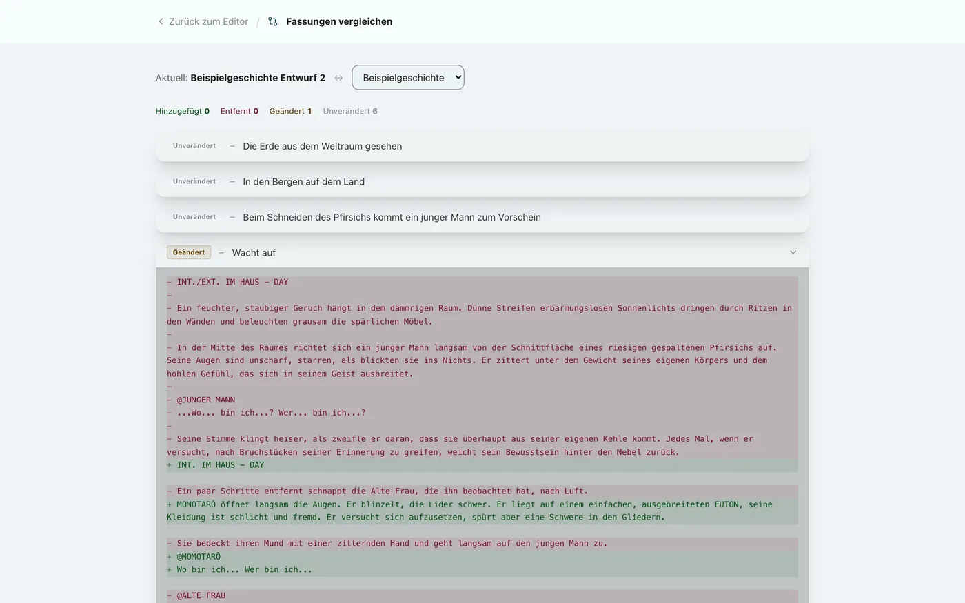 Abbildung 5.2: Visueller Vergleich der Änderungen