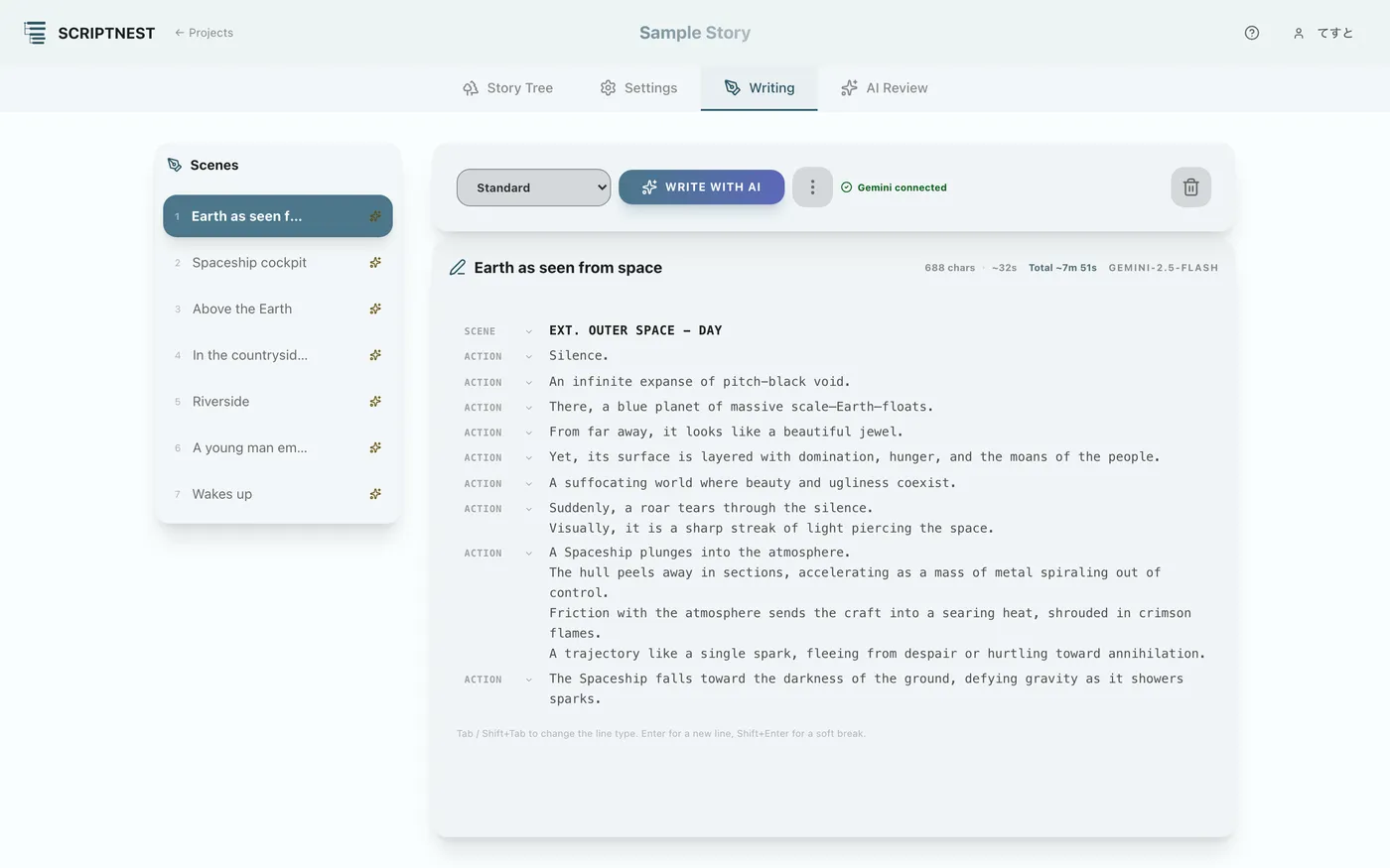 Figure 4.3: Story writing screen