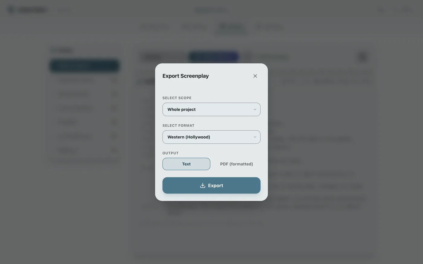 Figure 5.3: Exporting as PDF or text