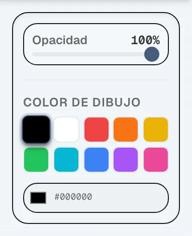 Figura 4.9: Paleta de colores y ajuste de opacidad