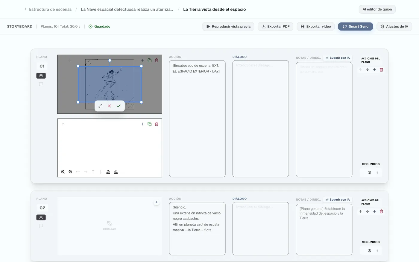 Figura 6.4: Configuración del marco de destino del zoom