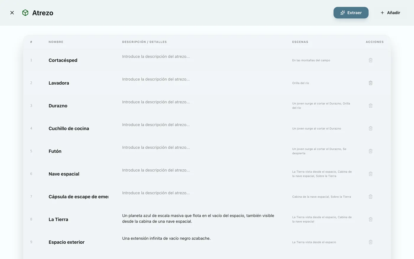 Figura 3.7: Gestión de datos maestros de objetos