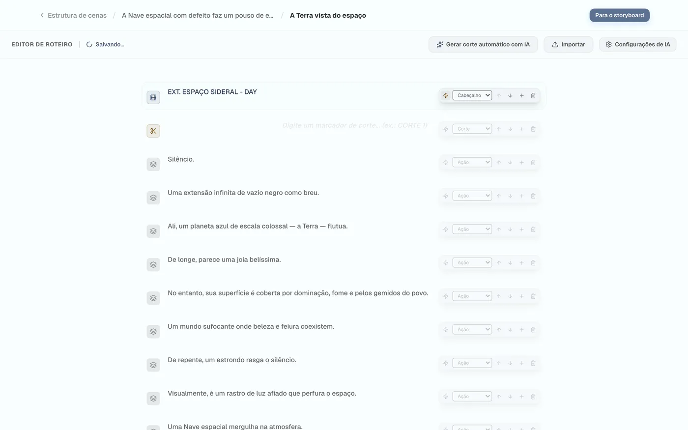 Figura 2.7: Inserindo um corte em qualquer posição